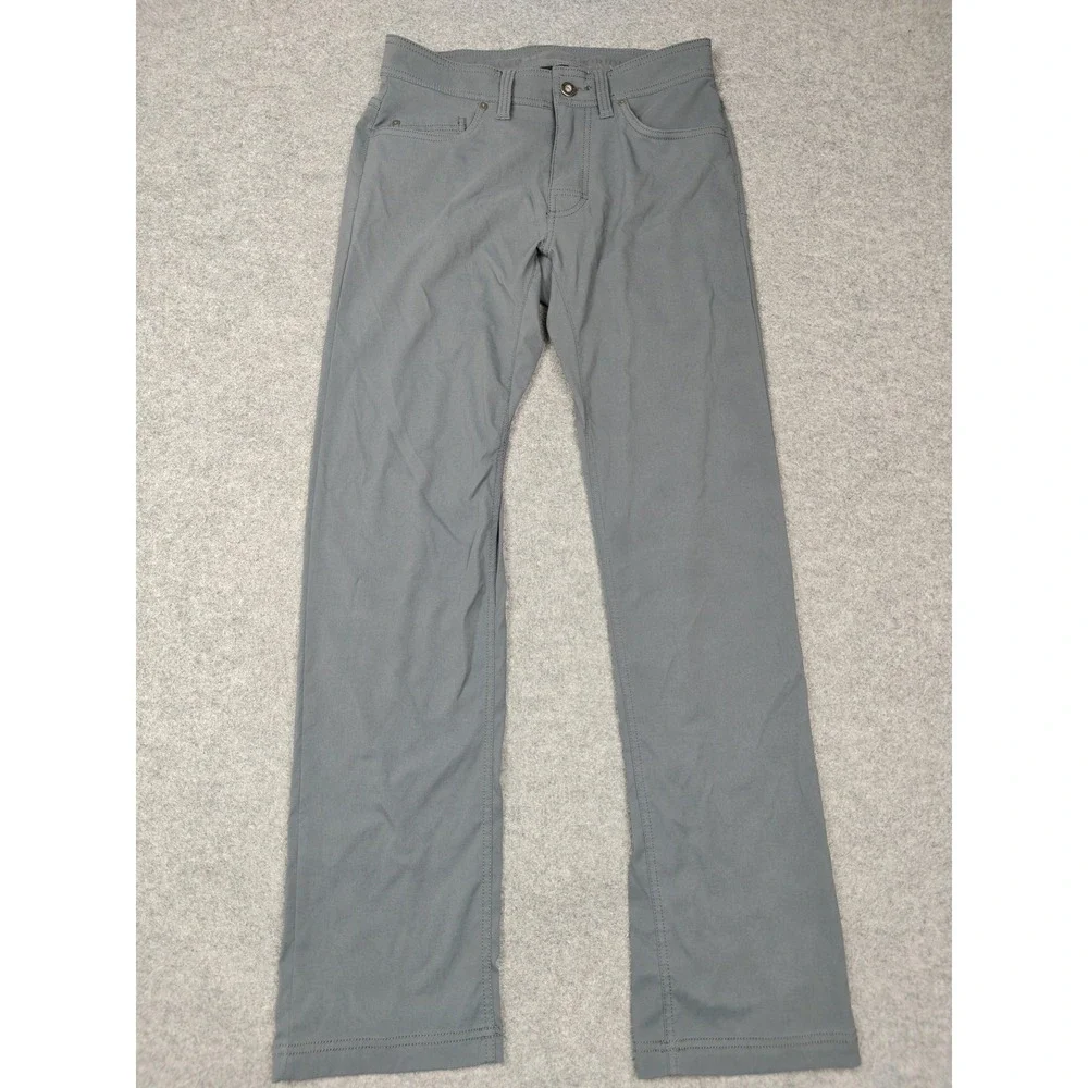 Prana Pants Mens 30x31 Gray Slim Fit Canvas Chino 5 Pocket Casual Travel